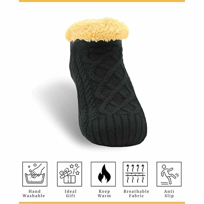 Sherpa Lined Slipper Socks, Nordic Fair Isle, Non-Slip, image 2