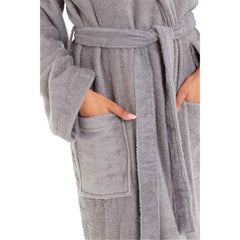 Women's Bamboo Hooded Dressing Gown Towelling Robe Ultra Absorbent Grey