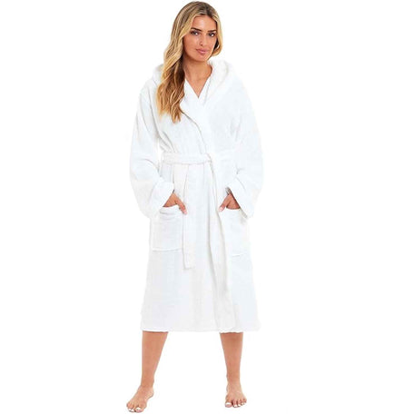 Women's Bamboo Hooded Dressing Gown Towelling Robe Ultra Absorbent Grey