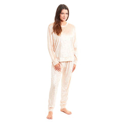 Women's Crushed Velvet Pyjama Set Soft Loungewear Easy Care