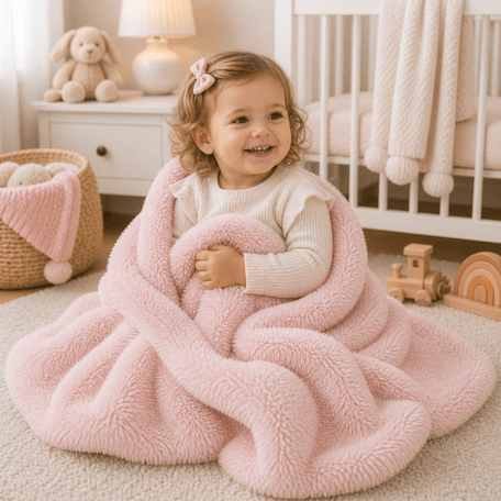 Faux Fur Baby Blanket – Pink, Soft Pram & Buggy Blanket