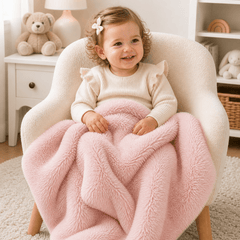Faux Fur Baby Blanket – Pink, Soft Pram & Buggy Blanket