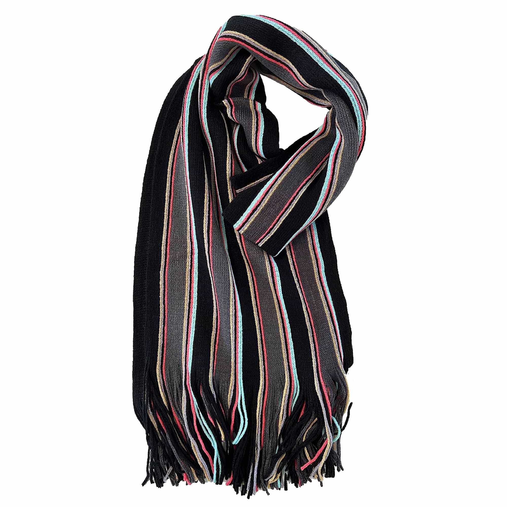Men's Scarf Long Woven Stripe Design Acrylic Warm Hypoallergenic Winter