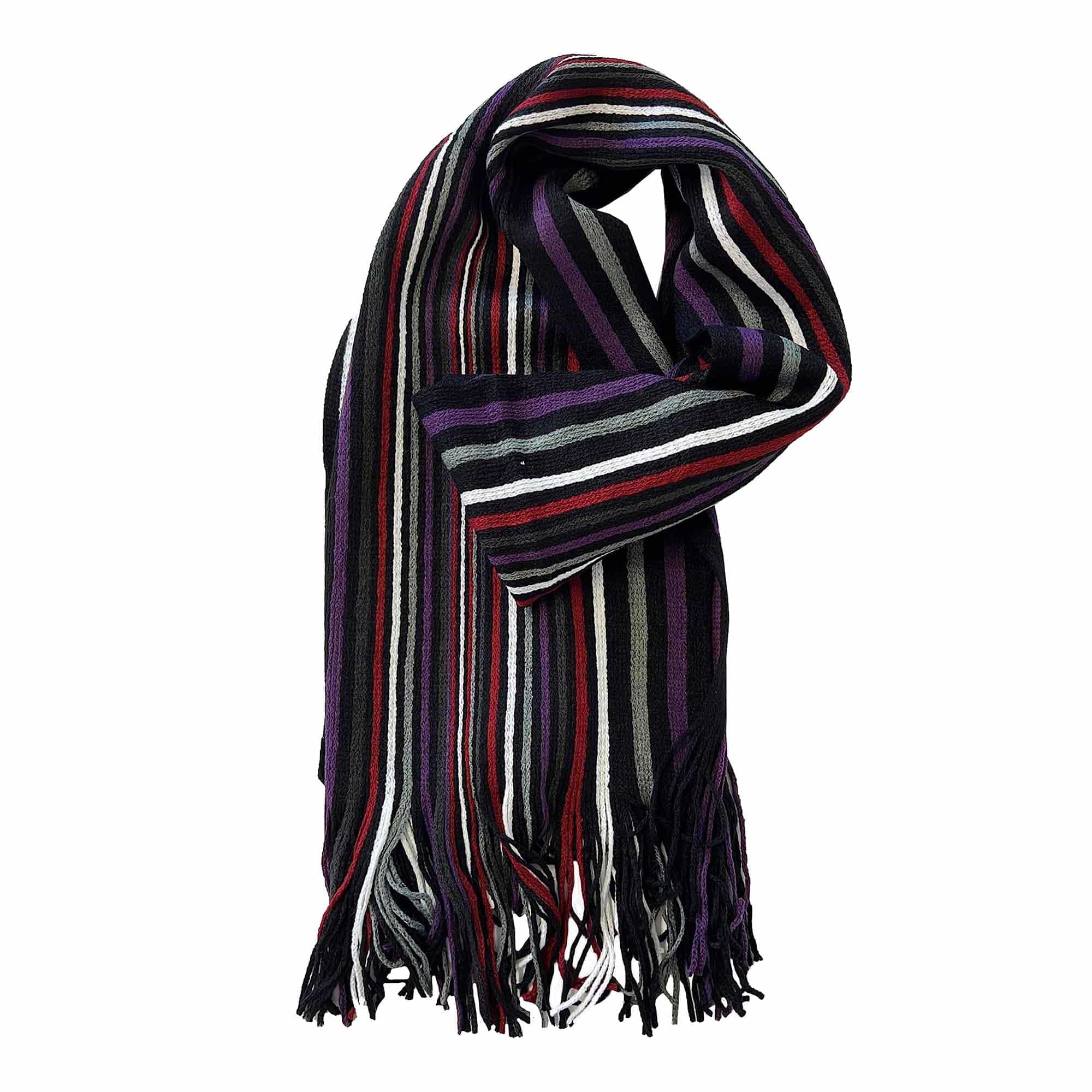 Men's Scarf Long Woven Stripe Design Acrylic Warm Hypoallergenic Winter
