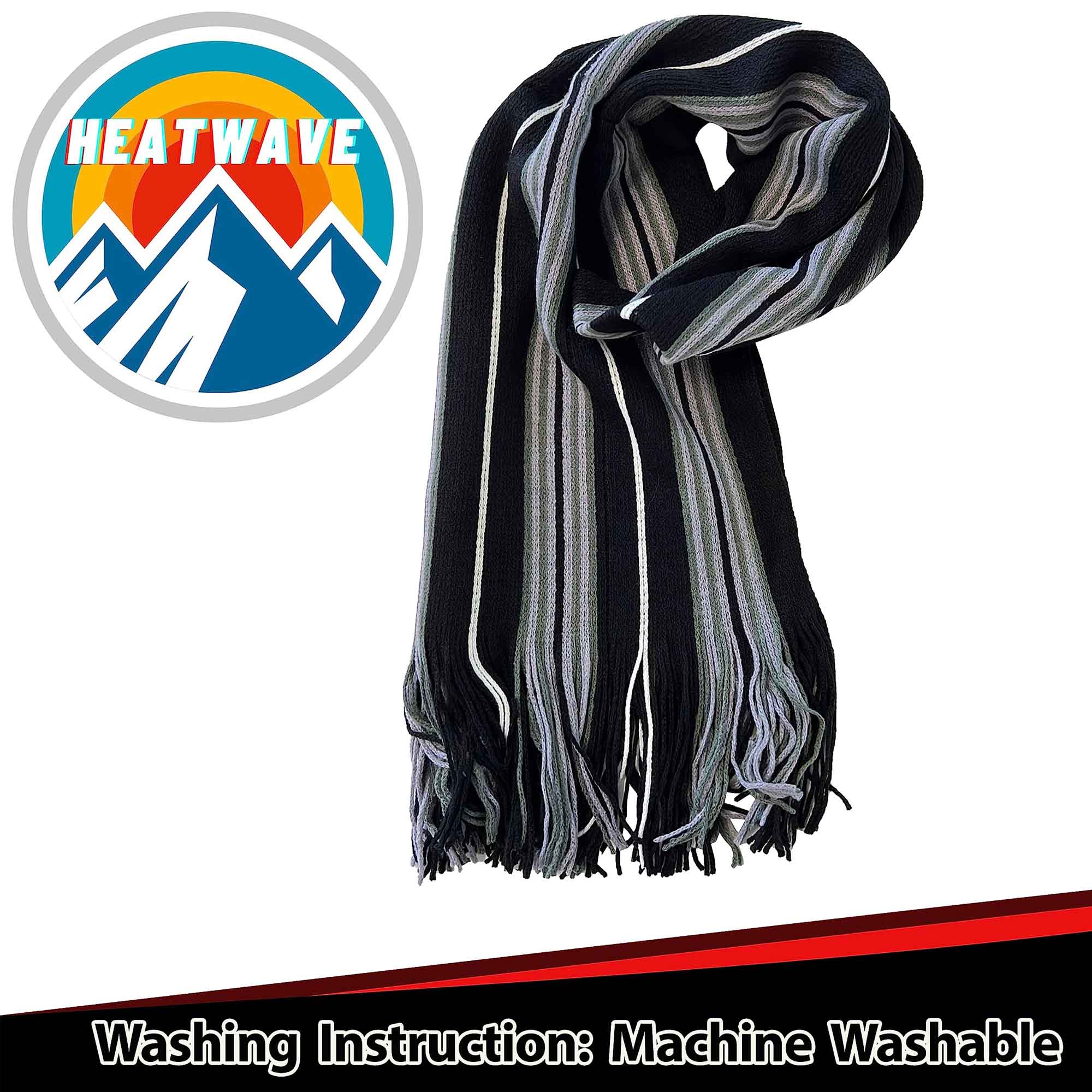 Men's Scarf Long Woven Stripe Design Acrylic Warm Hypoallergenic Winter