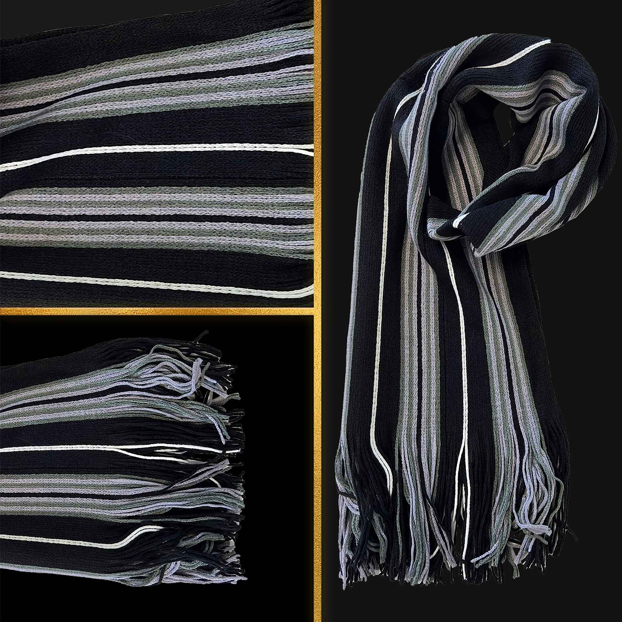 Men's Scarf Long Woven Stripe Design Acrylic Warm Hypoallergenic Winter