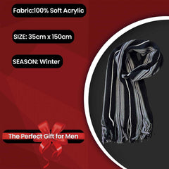 Men's Scarf Long Woven Stripe Design Acrylic Warm Hypoallergenic Winter