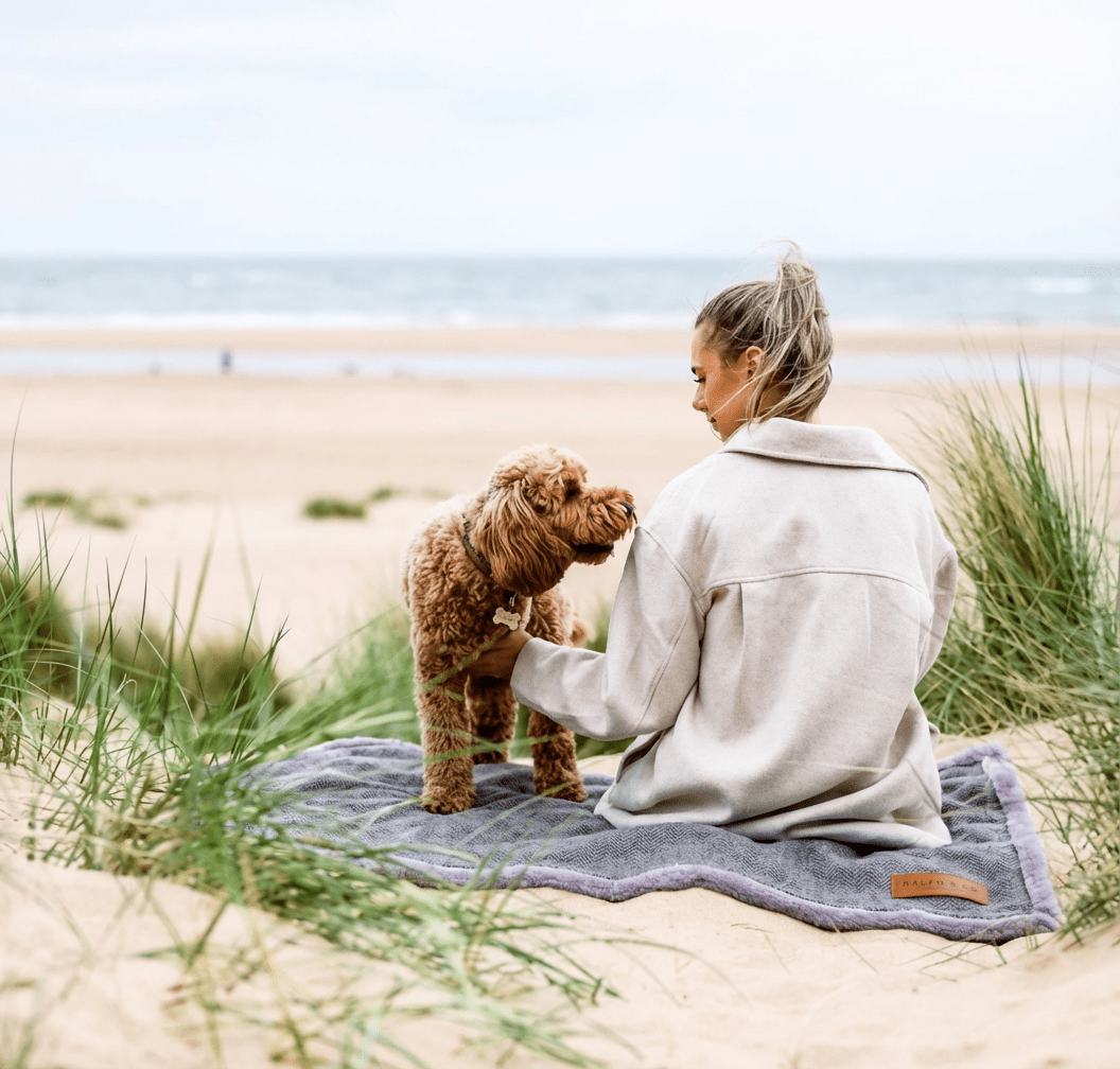 Ralph & Co Balmoral Grey Herringbone & Faux Fur Dog Blanket