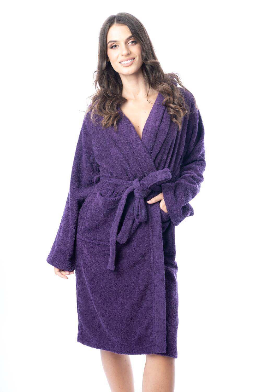 Women's Bath Robe 100% Cotton Terry Towelling Ultra-Absorbent