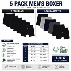 Men's Cotton Button Fly Boxer Shorts Pack Of 5 Breathable Stretch Gym Sports