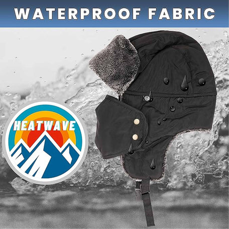 Men's 3 In 1 Trapper Hat With Mask Waterproof Faux Fur Lining Ear Flaps Neck