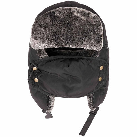 Men's 3 In 1 Trapper Hat With Mask Waterproof Faux Fur Lining Ear Flaps Neck