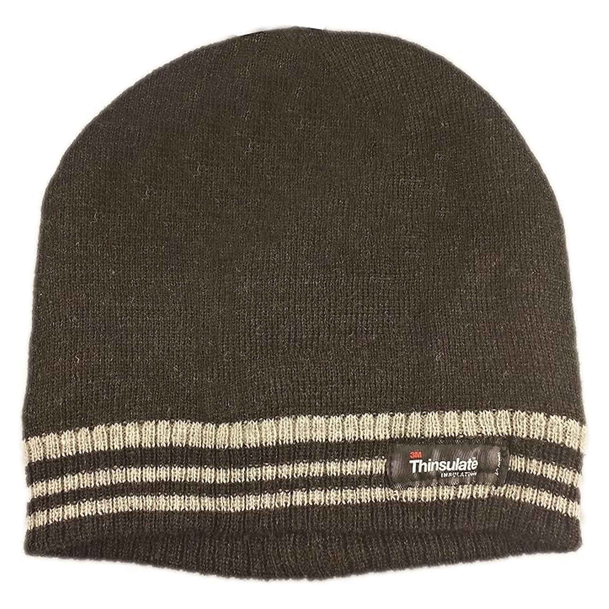 3M Thinsulate Insulated Fleece Lined Knitted Beanie Hat With Striped Design