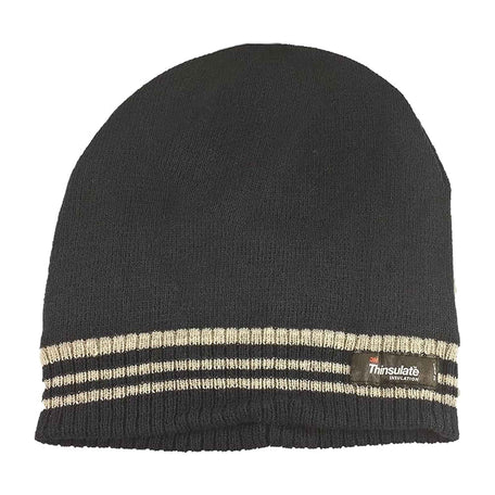 3M Thinsulate Insulated Fleece Lined Knitted Beanie Hat With Striped Design
