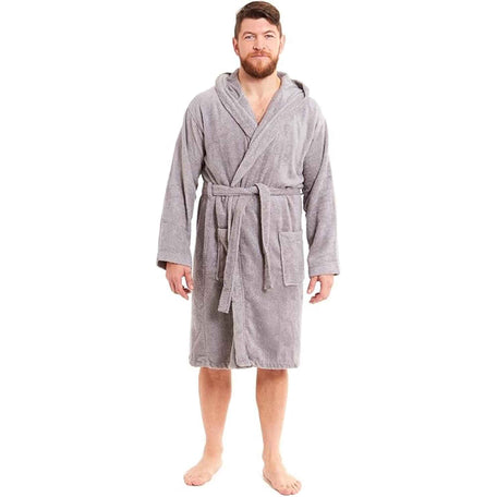 Men's Bamboo Hooded Bath Robe Towelling Gown Quick Dry Ultra Absorbent Cotton