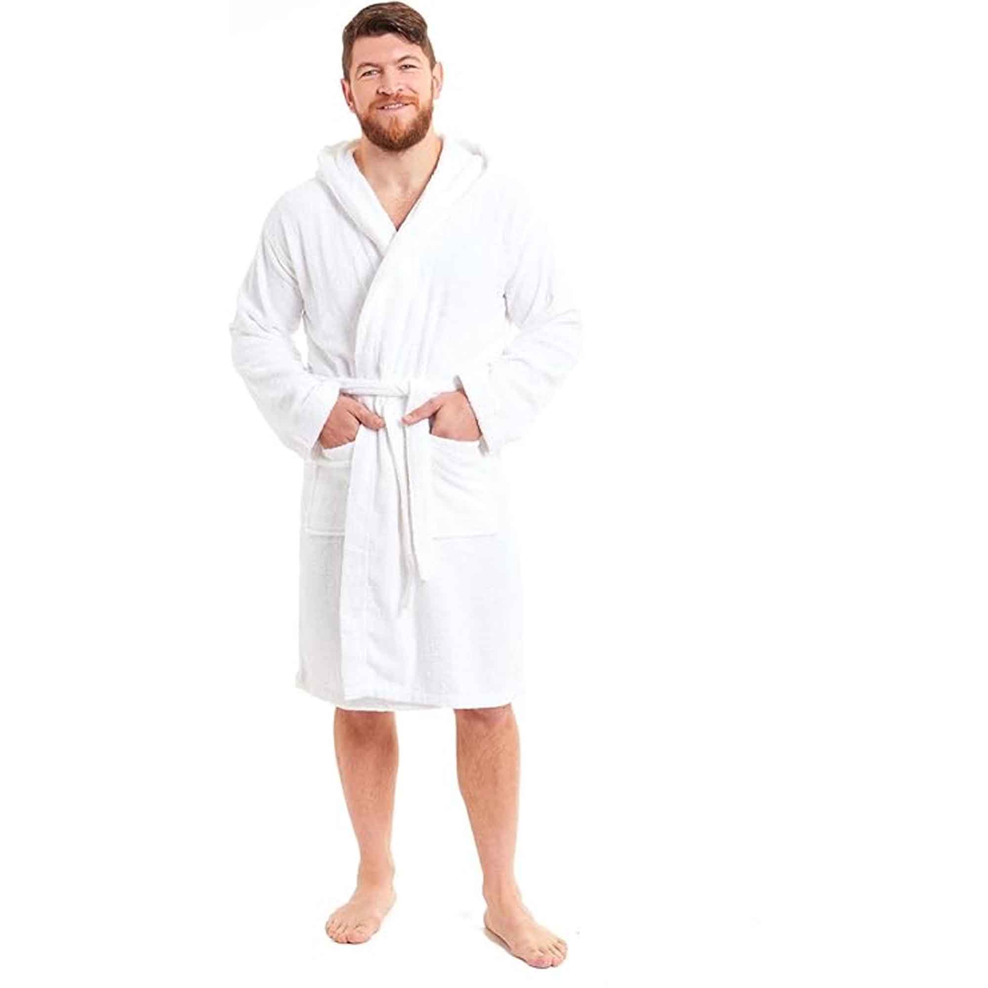 Men's Bamboo Hooded Bath Robe Towelling Gown Quick Dry Ultra Absorbent Cotton