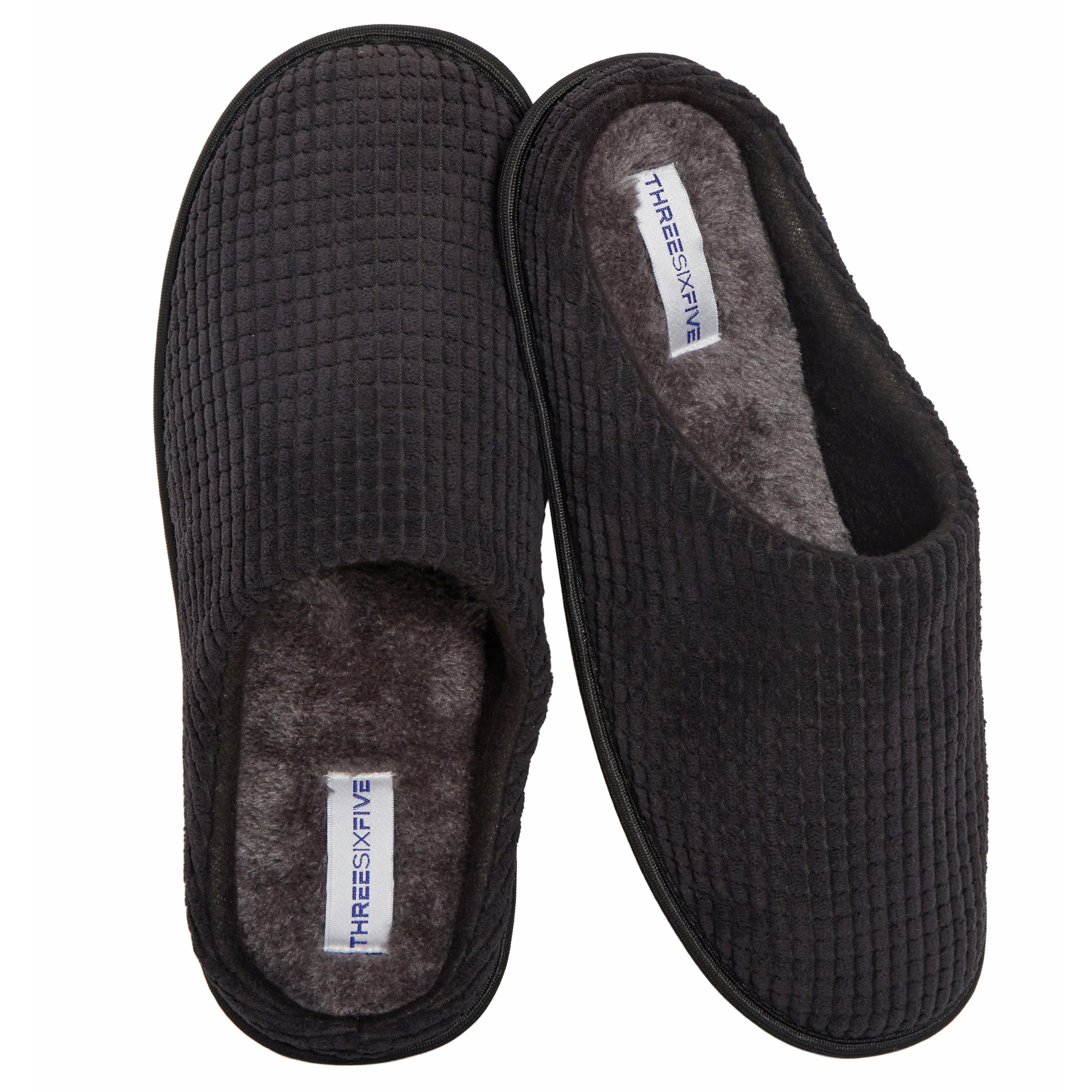 Men's Corduroy Slip On Indoor Slippers Non Slip Memory Foam Warm Thermal Lined
