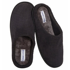 Men's Corduroy Slip On Indoor Slippers Non Slip Memory Foam Warm Thermal Lined