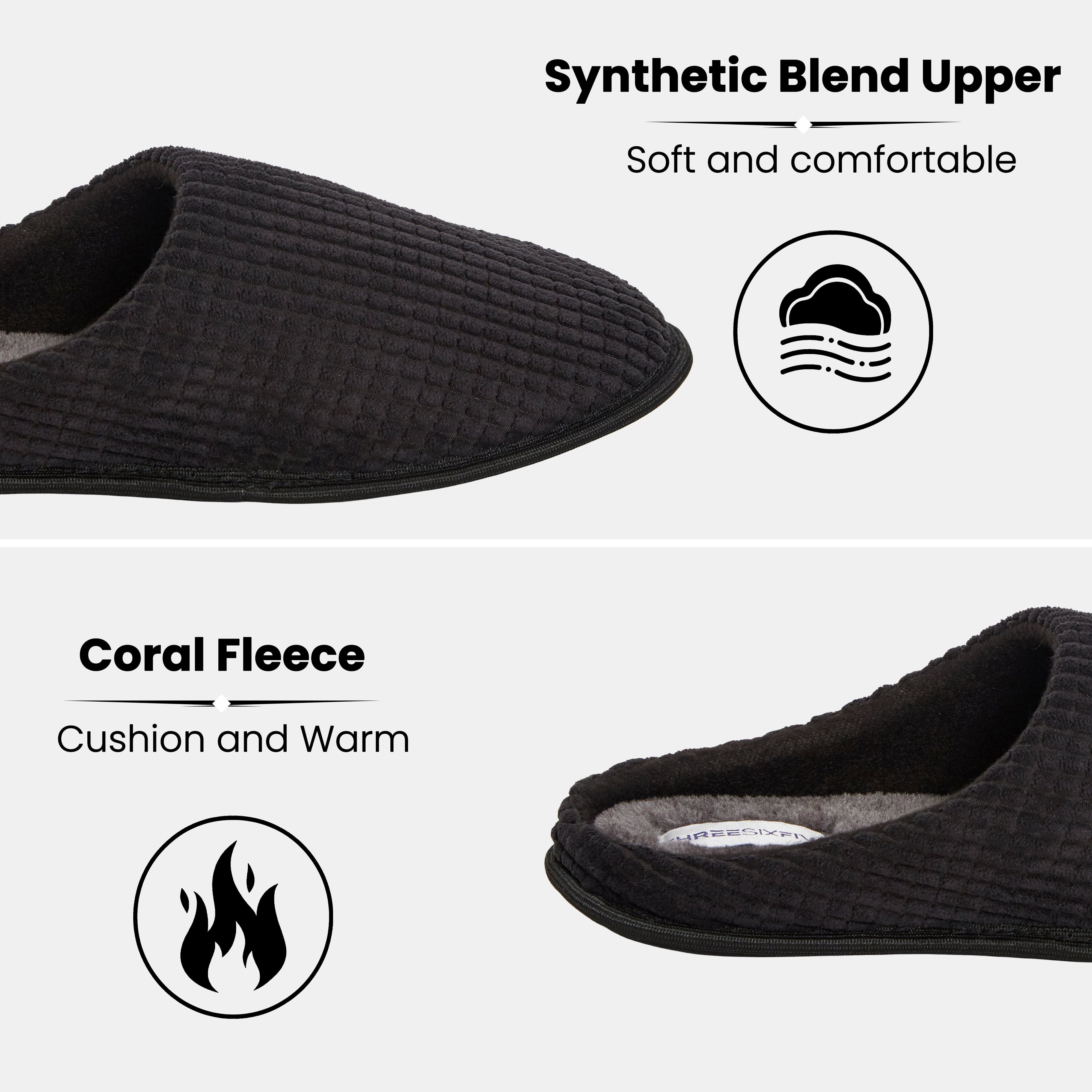 Men's Corduroy Slip On Indoor Slippers Non Slip Memory Foam Warm Thermal Lined