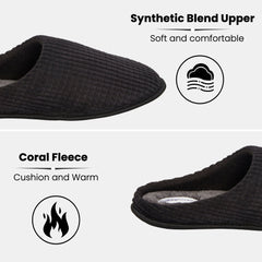 Men's Corduroy Slip On Indoor Slippers Non Slip Memory Foam Warm Thermal Lined