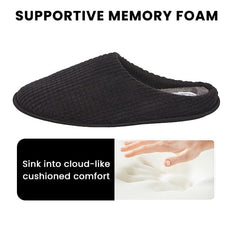 Men's Corduroy Slip On Indoor Slippers Non Slip Memory Foam Warm Thermal Lined