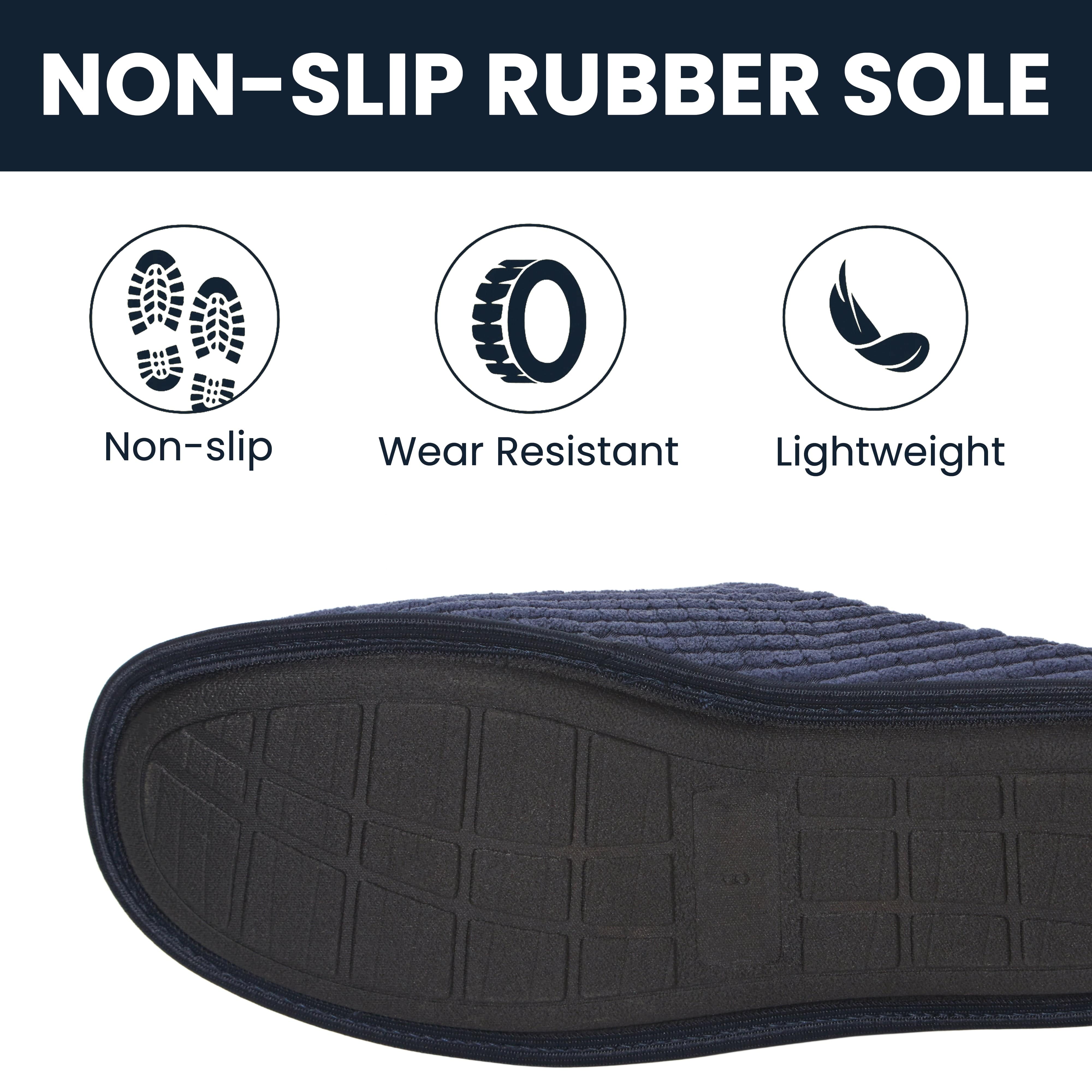 Men's Corduroy Slip On Indoor Slippers Non Slip Memory Foam Warm Thermal Lined