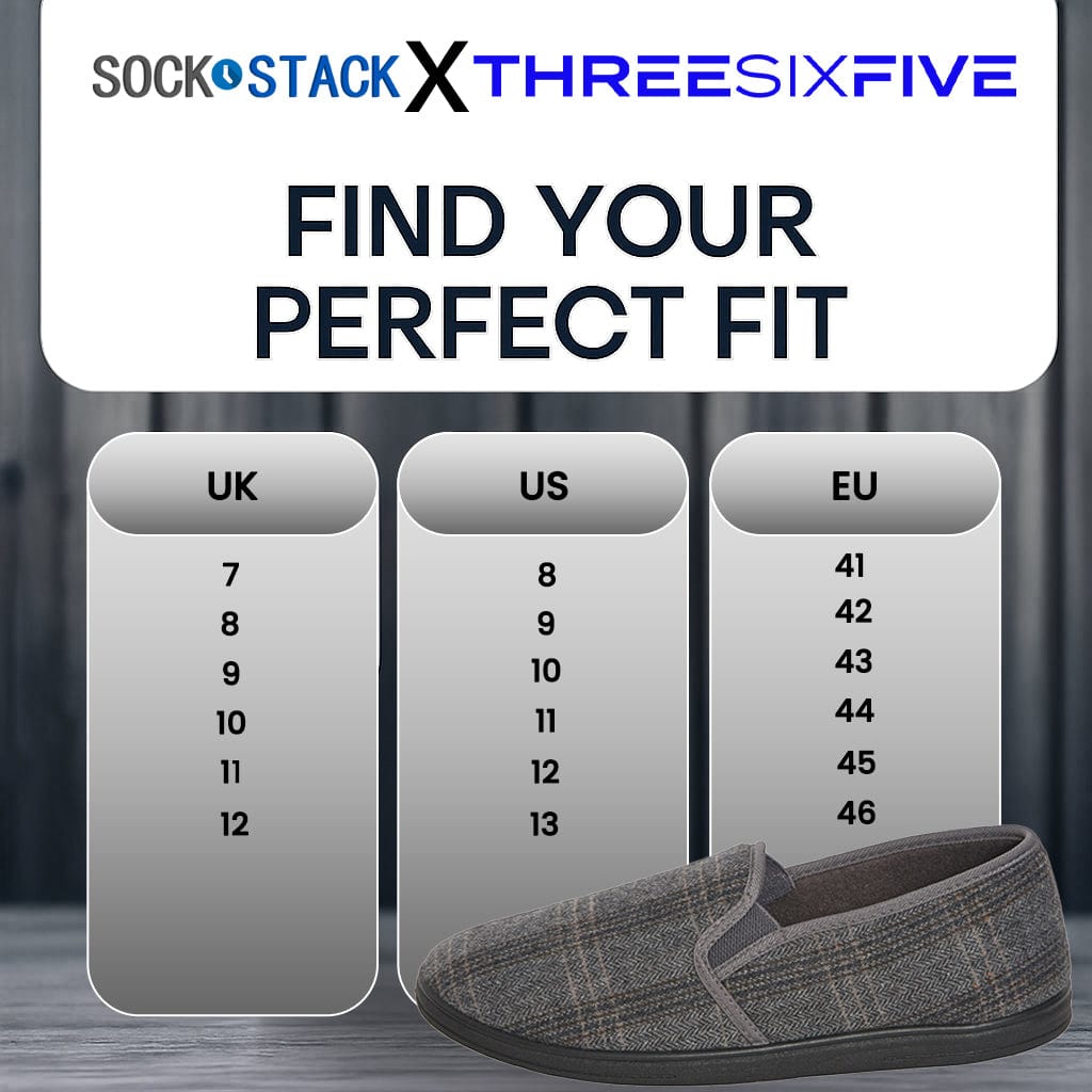 Men's Checked Slippers Memory Foam Cushioned Soft Lining Warm Thermal Slip-On