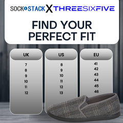 Men's Checked Slippers Memory Foam Cushioned Soft Lining Warm Thermal Slip-On