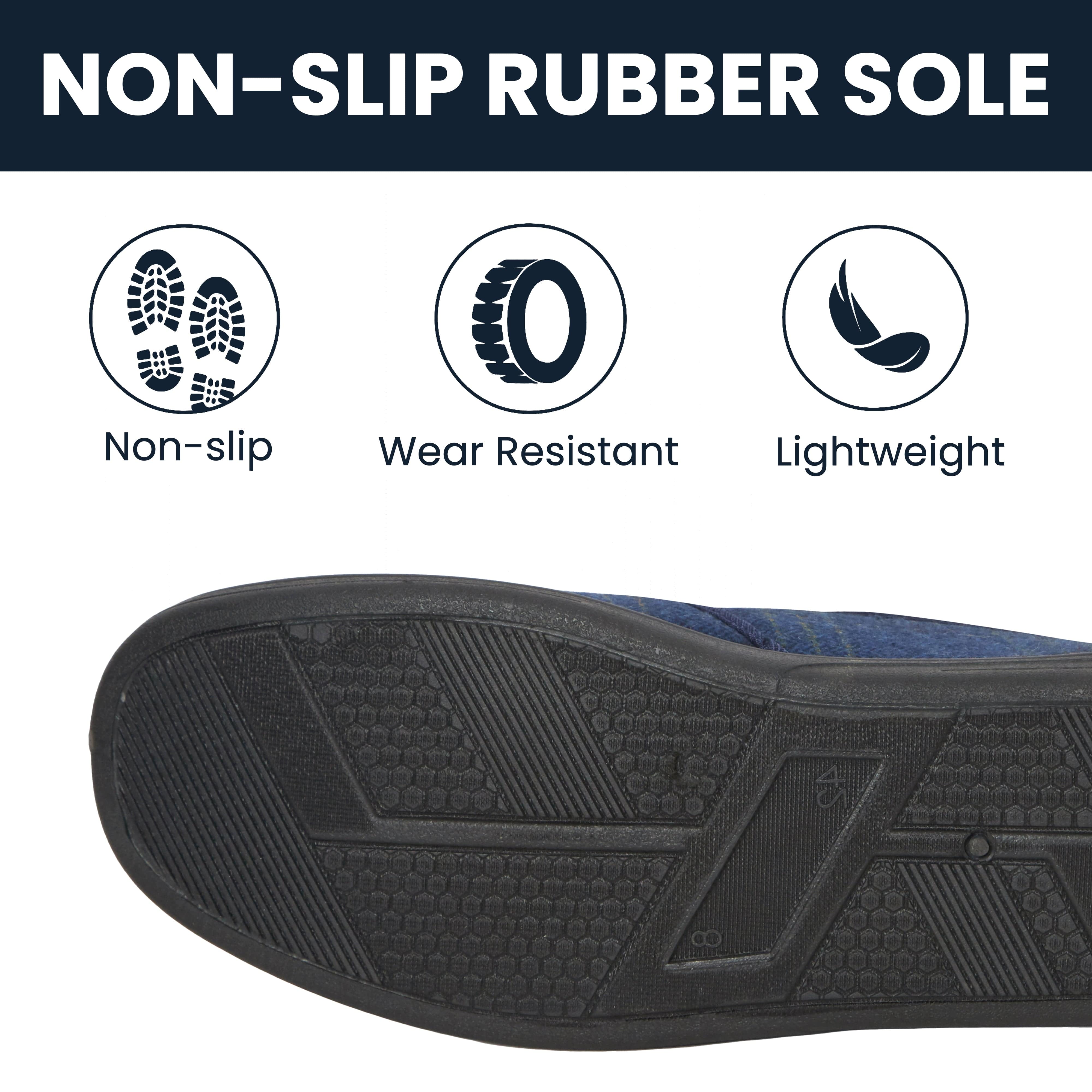 Men's Checked Slippers Memory Foam Cushioned Soft Lining Warm Thermal Slip-On