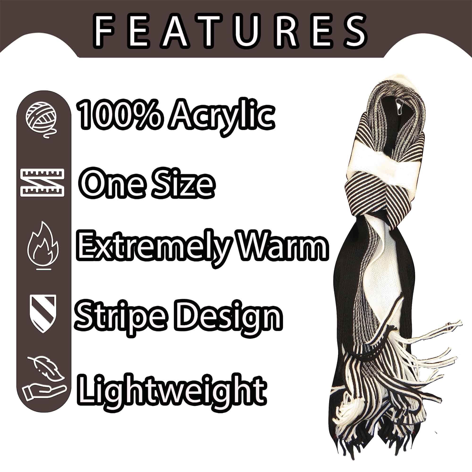 Men's Thermal Woven Stripe Acrylic Scarf Multi-Coloured Lightweight Insulation