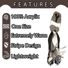 Men's Thermal Woven Stripe Acrylic Scarf Multi-Coloured Lightweight Insulation
