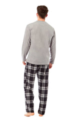 Men's Thermal Fleece Pyjama Set With Check Pants Winter Loungewear