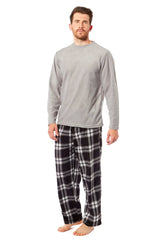 Men's Thermal Fleece Pyjama Set With Check Pants Winter Loungewear