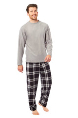 Men's Thermal Fleece Pyjama Set With Check Pants Winter Loungewear