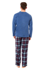 Men's Thermal Fleece Pyjama Set With Check Pants Winter Loungewear