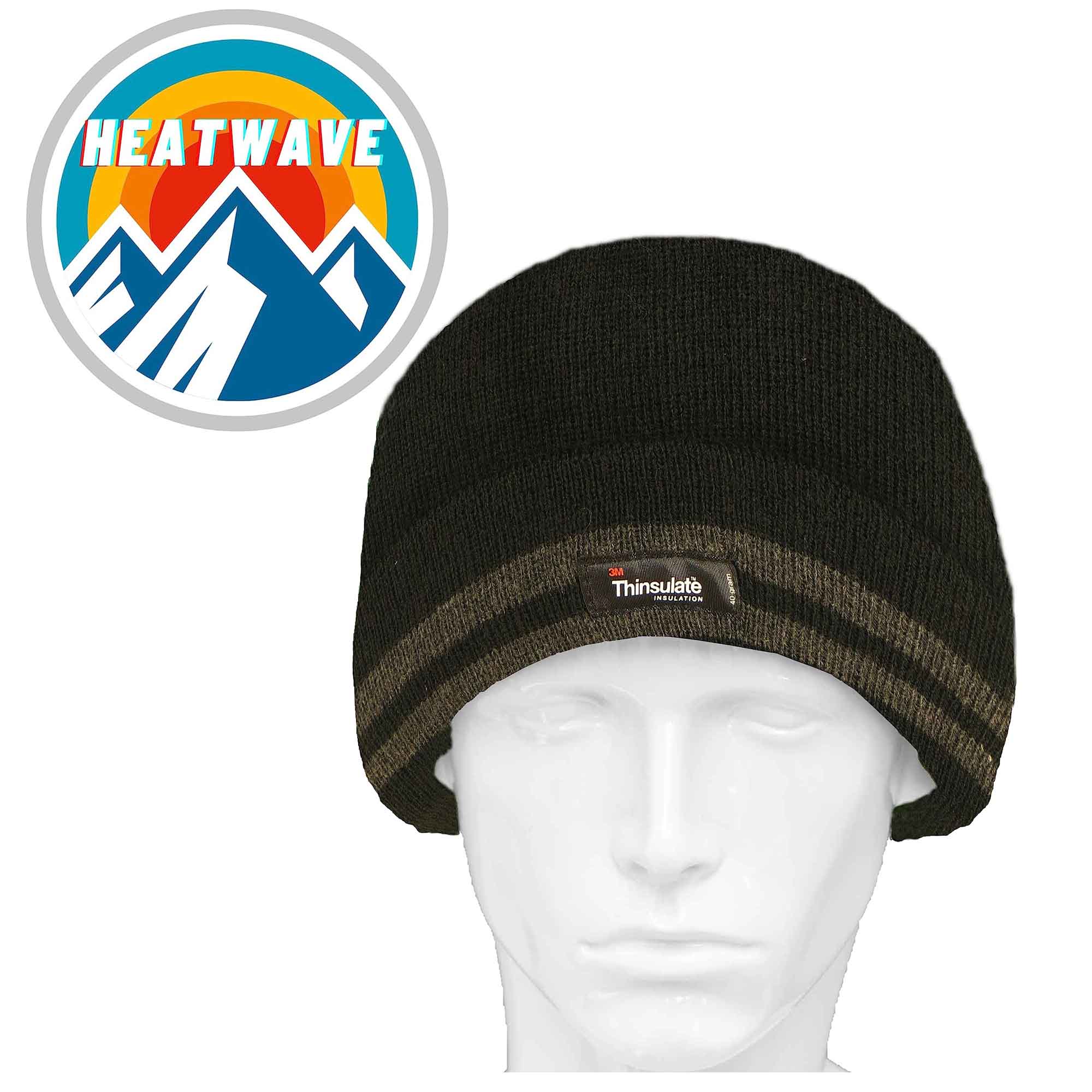 Men's 3M Thinsulate Fleece Knitted Beanie Hat Stripe Thermal Insulation