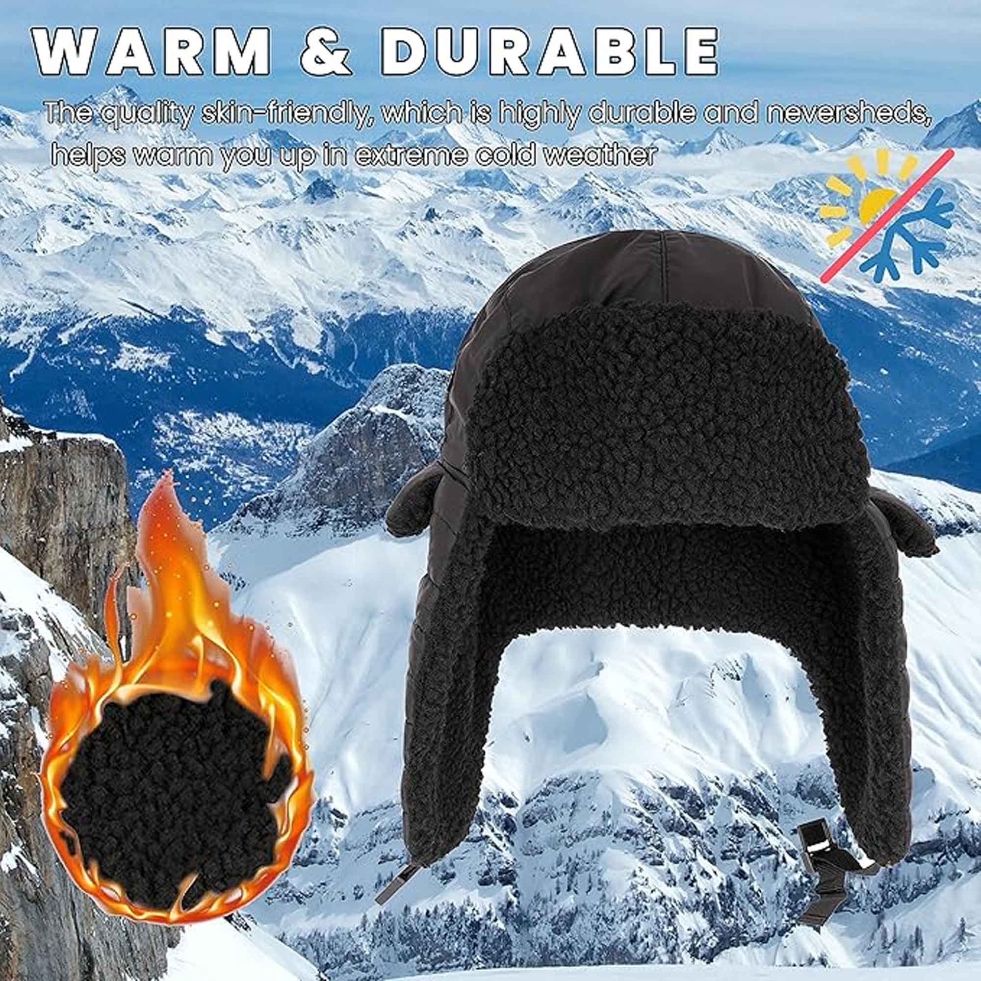Men's Ribbed Waterproof Trapper Hat With 3M Thinsulate Fleece Lining