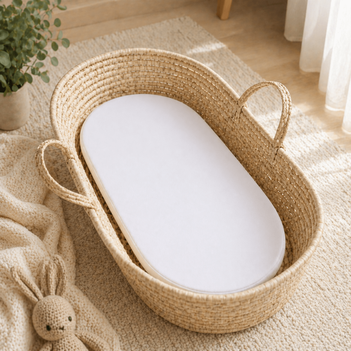Moses Basket Mattress 66 x 28cm – Firm Flat Replacement Mattress