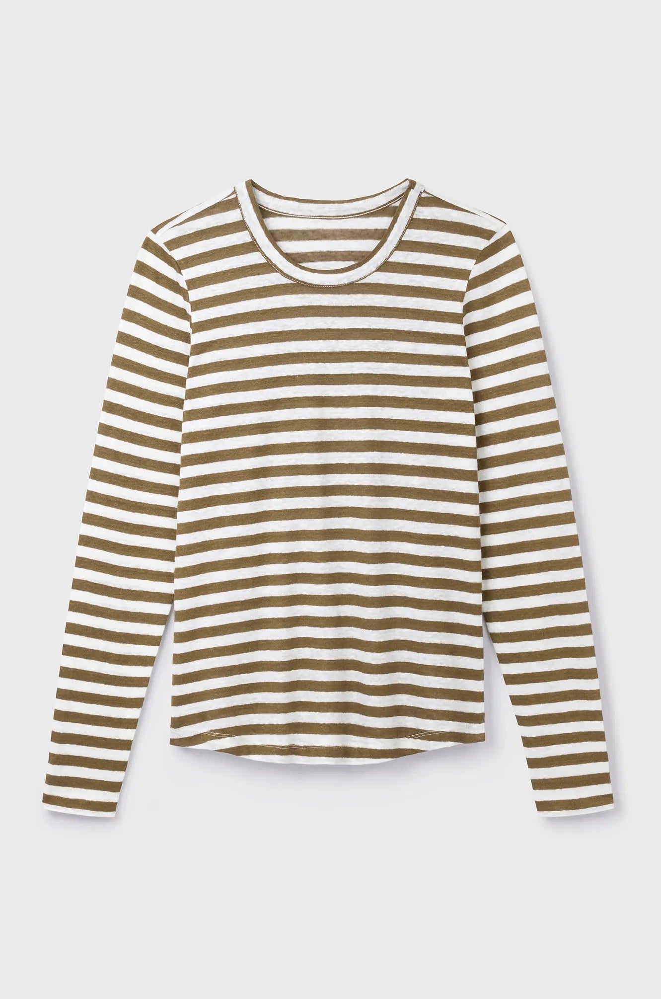 Women's Striped Linen Long Sleeve Top – Breton Stripe, UK 8-16
