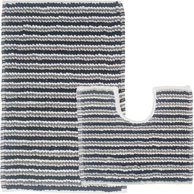 Olivia Rocco Amalfi Cotton Bath Mat and Pedestal Mat Set, 2 Piece