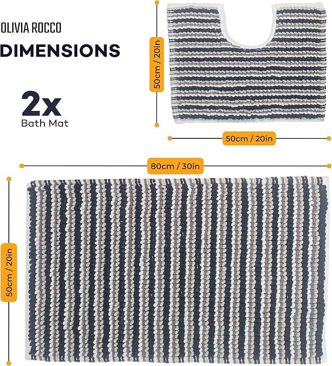 Olivia Rocco Amalfi Cotton Bath Mat and Pedestal Mat Set, 2 Piece