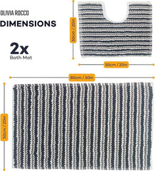 Olivia Rocco Amalfi Cotton Bath Mat and Pedestal Mat Set, 2 Piece