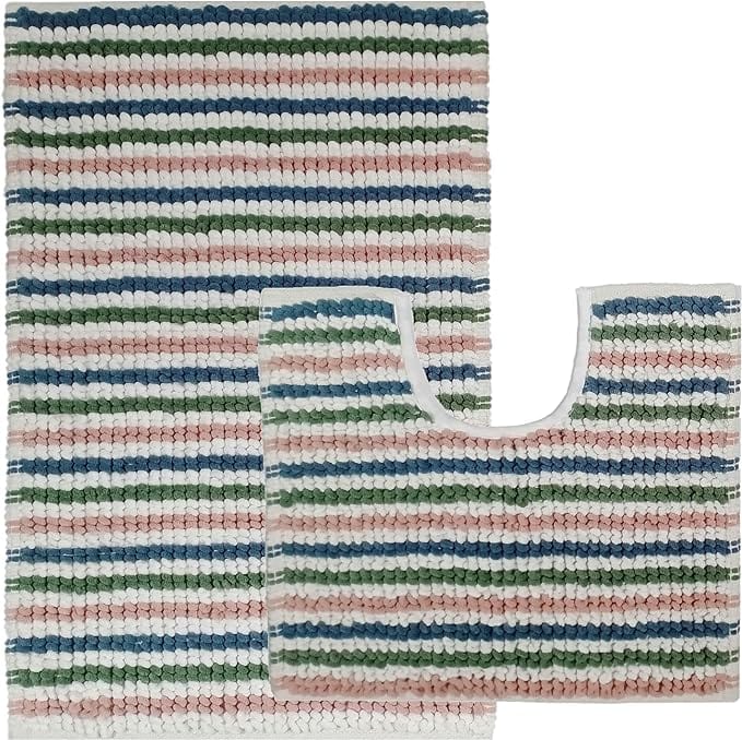 Olivia Rocco Amalfi Cotton Bath Mat and Pedestal Mat Set, 2 Piece