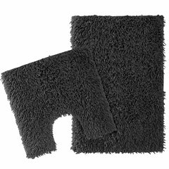Olivia Rocco Como Cotton Bath Mat and Pedestal Mat Set, Black