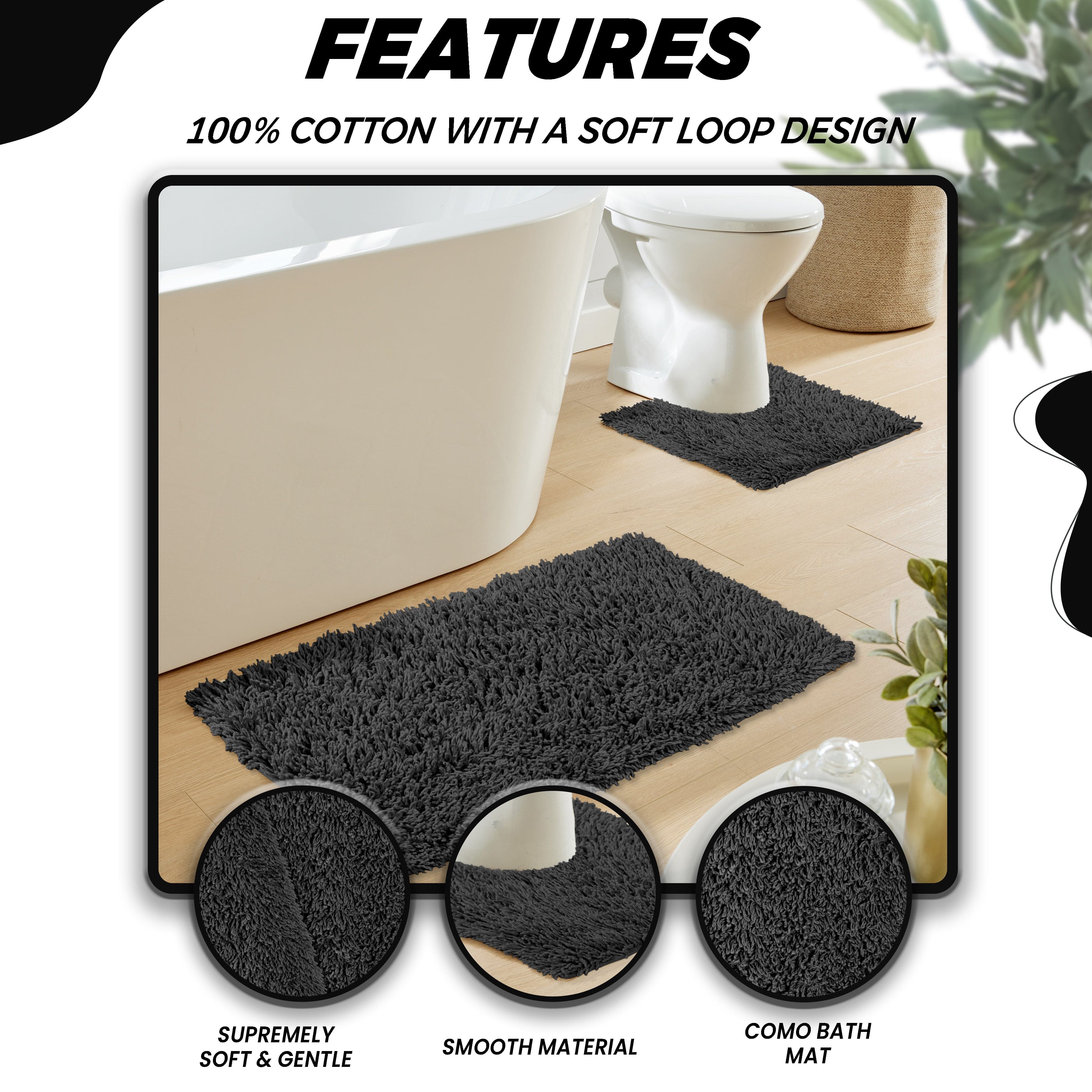 Olivia Rocco Como Cotton Bath Mat and Pedestal Mat Set, Black