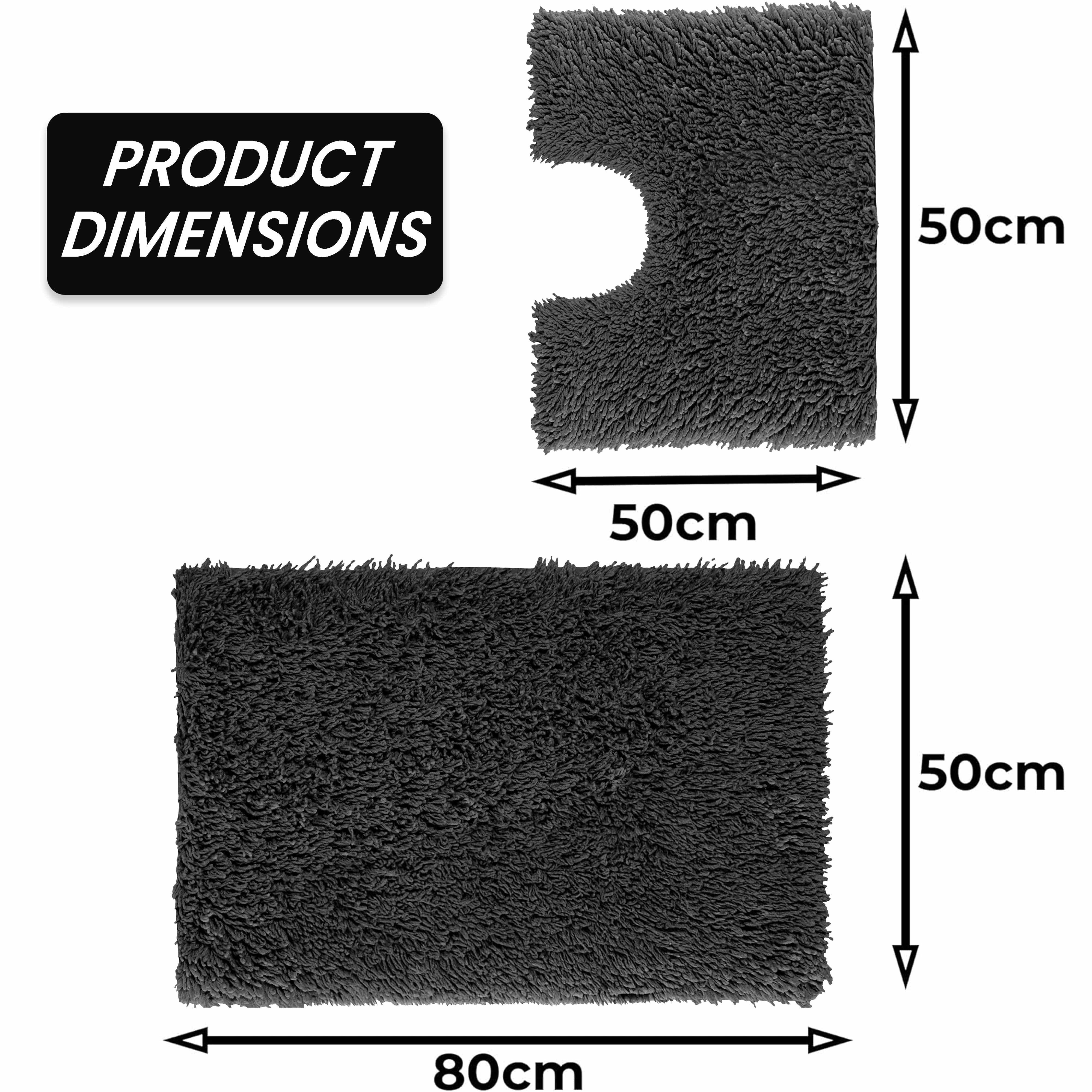 Olivia Rocco Como Cotton Bath Mat and Pedestal Mat Set, Black