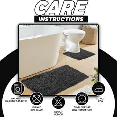 Olivia Rocco Como Cotton Bath Mat and Pedestal Mat Set, Black