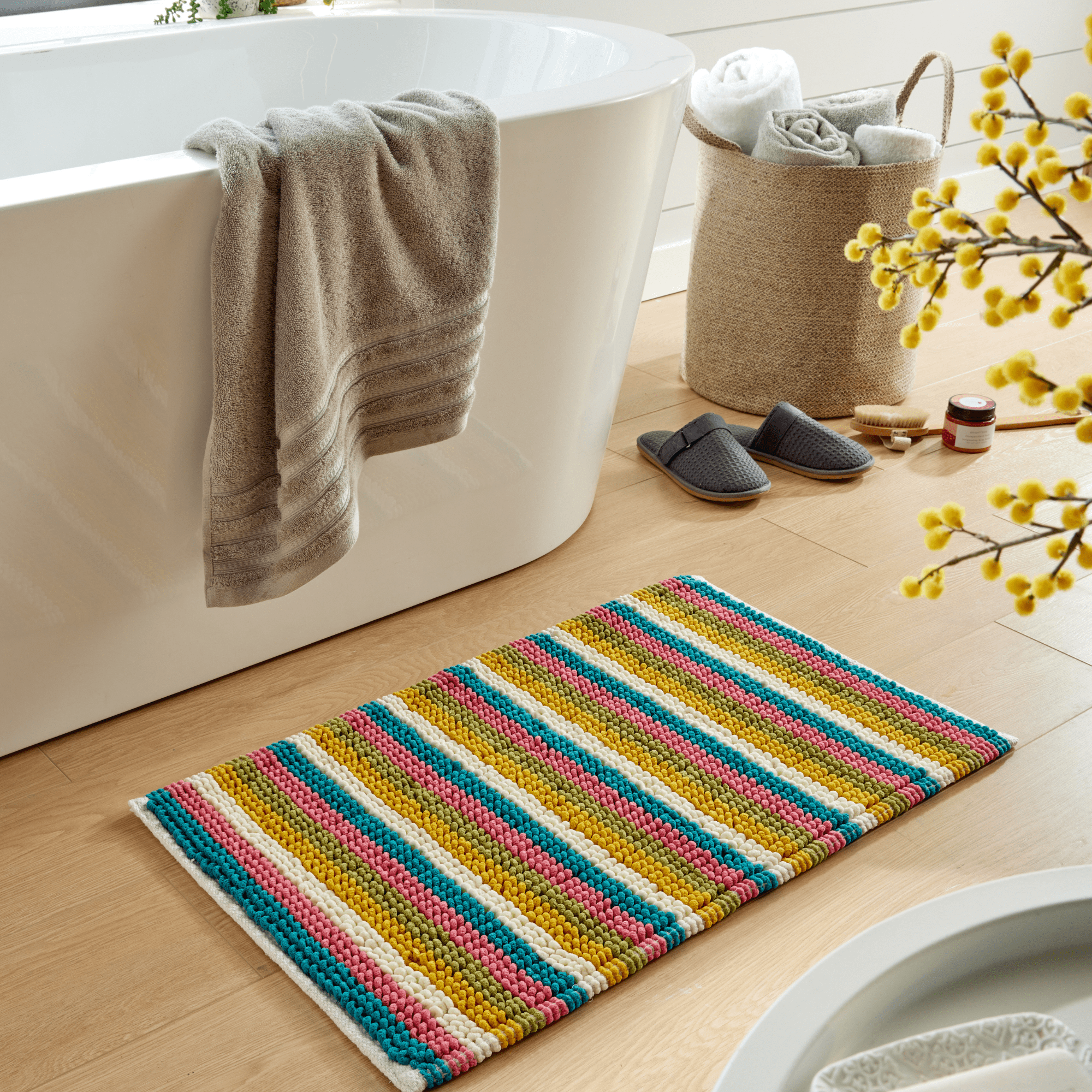 Olivia Rocco Padstow Stripe Bath Mat, 50 x 80 cm, Seven Colours