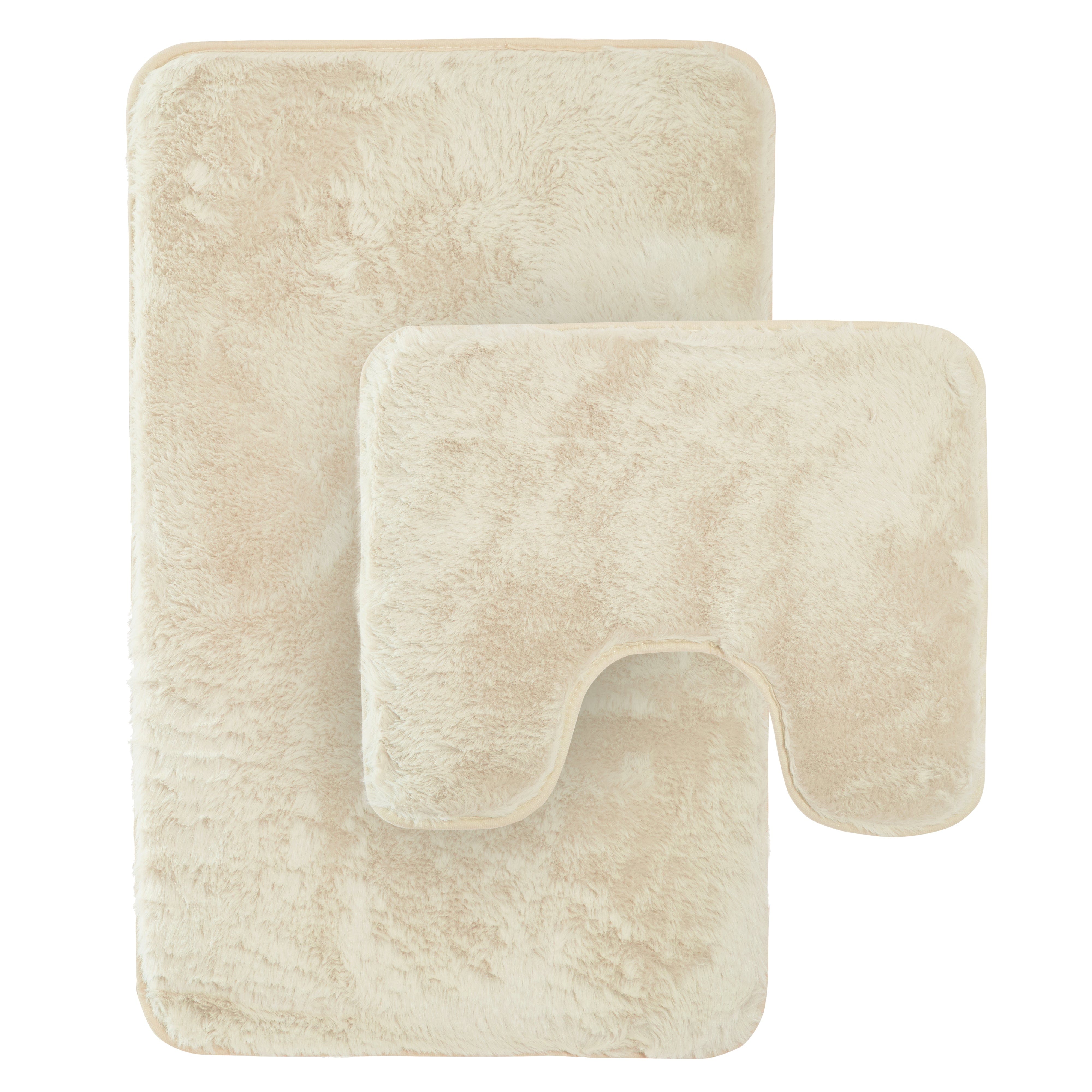Olivia Rocco Polyester Bath Mat and Pedestal Mat Set, Four Colours