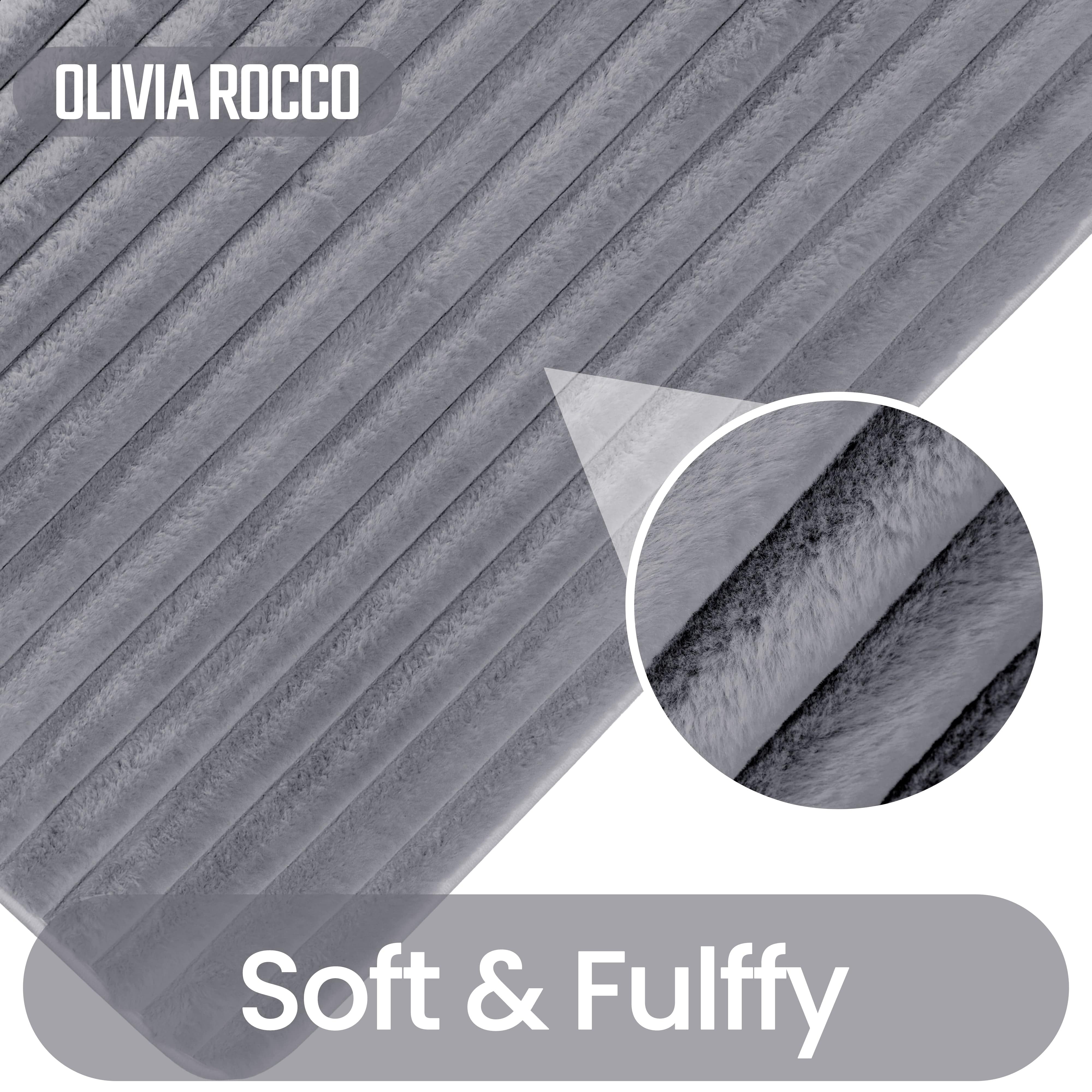 Olivia Rocco Ribbed Bath Mat Set, 2 Piece, Charcoal, Polyester